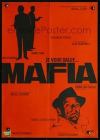 3c190 HAIL MAFIA French 22x32 '69 different art of Eddie Constantine & silhouettes of men with guns!