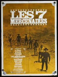 3c191 MAGNIFICENT SEVEN French 24x32 R71 different line up of Yul Brynner, McQueen & top stars!
