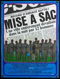 3c208 PILLAGED French 23x30 '67 Mise a sac, cool newspaper design + guys dressed in all black!