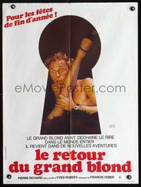 3c213 RETURN OF TALL BLOND MAN WITH ONE BLACK SHOE French 23x32 poster '74 wacky sexy voyeur image!
