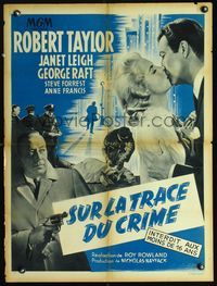 3c215 ROGUE COP French 23x32 '54 different image of Robert Taylor kissing sexiest Janet Leigh!