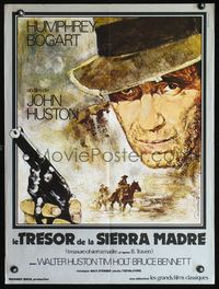 3c229 TREASURE OF THE SIERRA MADRE French 23x30 R77 different art of Humphrey Bogart by Goldman!