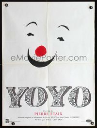 3c236 YO YO French 23x32 poster '65 Pierre Etaix circus comedy, wonderful smiling clown face art!