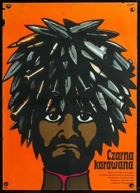 3c266 BLACK HEARSE Polish '75 Chyornyy karavan, cool Jerzy Flisak art of man w/bullets for hair!