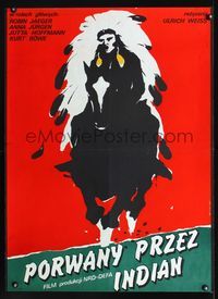 3c269 BLAUVOGEL Polish 26x38 '79 cool Danuta Baginska-Andrejew art of Native American on horseback!
