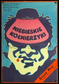 3c271 BLUE COLLAR Polish 26x38 '78 cool Danuta Baginska-Andrejew art of smoking man wearing visor!