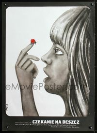 3c280 CEKANI NA DEST Polish 26x38 movie poster '77 cool Jerzy Flisak art of girl staring at ladybug!