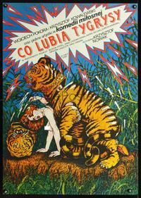 3c283 CO LUBIA TYGRYSY Polish 26x38 movie poster '89 wild Nowak pop art of tiger suit furry sex!