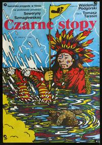 3c288 CZARNE STOPY Polish '86 bizarre Oblucki art of Native American boy in multi-colored water!