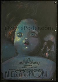 3c290 DAYS OF HEAVEN Polish 26x38 movie poster '78 bizarre creepy art of doll w/hair next to skull!