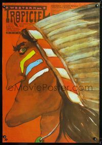 3c294 DER SCOUT Polish 26x38 movie poster '83 cool Andrzej Krzysztoforski art of Native American!