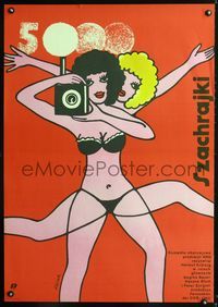 3c297 DIE LIEBEN LUDER Polish 26x38 poster '83 wild Jerzy Flisak art of two girls with one torso!