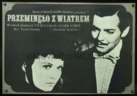 3c315 GONE WITH THE WIND Polish 26x38 R79 great c/u of Clark Gable & Vivien Leigh by Jakub Erol!