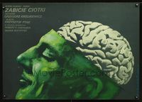 3c337 KILLING AUNTIE Polish '85 Zabicie Ciotki, wild Janusz Wiktorowski art of man w/exposed brain!