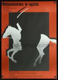 3c380 OGNENNOYE DETSTVO Polish '76 Mieczyslaw Wasilewski silhouette art of horse and man's face!