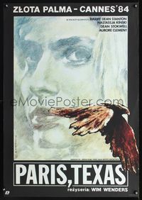 3c391 PARIS, TEXAS Polish 26x38 poster '85 cool Witold Dybowski art of Natassja Kinski with falcon!