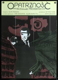 3c404 PROVIDENCE Polish 26x38 poster '77 Alain Resnais, cool Andrzej Klimowski art of man w/pistol!