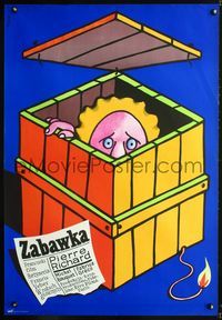 3c451 TOY Polish 26x38 movie poster '79 Le Jouet, cool Jerzy Flisak art of Pierre Richard in a box!