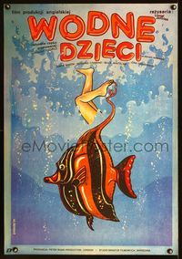 3c468 WATER BABIES Polish '84 English cartoon, bizarre Witold Dybowski art of fish w/sexy legs!