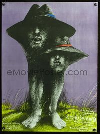 3c470 WHO'S SINGING OVER THERE? Polish 26x36 '83bizarre art of two-headed creature by M. Nourinski!