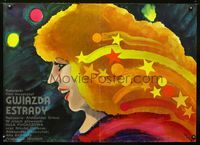 3c472 WOMAN THAT SINGS Polish '77 Zhenshchina, kotoraya poyot, Flisak art of girl w/stars in hair!
