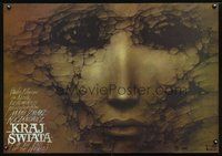 3c257 AT THE END OF THE WORLD Polish 26x38 '94 great Wieslaw Walkuski art of face in cracked earth!