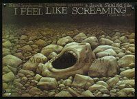 3c326 I FEEL LIKE SCREAMING Polish '90 fantastic Wieslaw Walkuski art of screaming face in rocks!