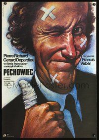 3c347 LA CHEVRE Polish 26x38 movie poster '85 great Wieslaw Walkuski art of bandaged Pierre Richard!