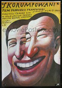 3c373 MY NEW PARTNER Polish 1986 bizarre art of two men with one giant mouth by Wieslaw Walkuski!