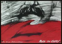 3c410 RECE DO GORY Polish 26x38 poster '81 really cool Andrzej Pagowski up-close art of two faces!