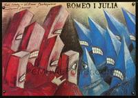 3c413 ROMEO & JULIET stage play Polish 26x38 movie poster '80s great wacky art by Andrzej Pagowski!