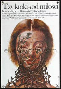 3c456 TRZY KROKI OD MILOSCI Polish 26x38 '87 great Wieslaw Walkuski art of girl covered in vines!