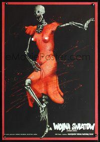 3c465 WAR OF THE WORLDS NEXT CENTURY Polish 26x38 '81 Hoff & Pagowski art of skeleton in red dress!