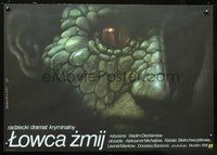 3c478 ZMEYELOV Polish 26x38 poster '85 cool art of creepy reptile man's face by Wieslaw Walkuski!
