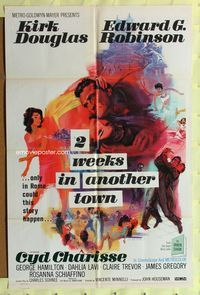 3d008 2 WEEKS IN ANOTHER TOWN one-sheet '62 cool art of Kirk Douglas & Cyd Charisse by Bart Doe!