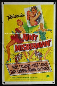 3d022 AIN'T MISBEHAVIN' one-sheet movie poster '55 sexy artwork of Piper Laurie & Mamie Van Doren!