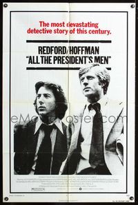 3d030 ALL THE PRESIDENT'S MEN one-sheet '76 Dustin Hoffman & Robert Redford as Woodward & Bernstein!