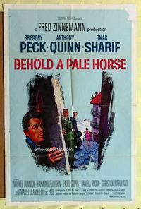 3d057 BEHOLD A PALE HORSE 1sheet '64 Gregory Peck, Anthony Quinn, Omar Sharif, Howard Terpning art!