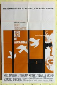 3d080 BIRDMAN OF ALCATRAZ one-sheet poster '62 Burt Lancaster, John Frankenheimer prison classic!