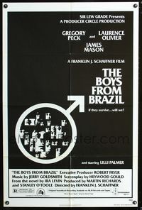 3d104 BOYS FROM BRAZIL one-sheet poster '78 Gregory Peck is a Nazi on the run from Laurence Olivier!