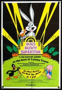 3d115 BUGS BUNNY SUPERSTAR one-sheet movie poster '75 Looney Tunes, Daffy Duck & Porky Pig!