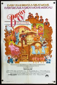 3d116 BUGSY MALONE one-sheet '76 Jodie Foster, Scott Baio, cool art of juvenile gangsters by C. Moll!