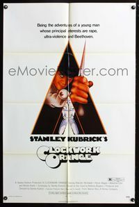 3d154 CLOCKWORK ORANGE one-sheet poster '72 Stanley Kubrick classic, Castle art of Malcolm McDowell!