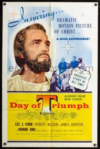3d195 DAY OF TRIUMPH one-sheet movie poster '54 Irving Pichel directs the inspiring Life of Christ!