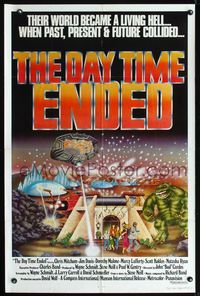 3d197 DAY TIME ENDED signed one-sheet movie poster '80 by Chris Mitchum, wild sci-fi art!
