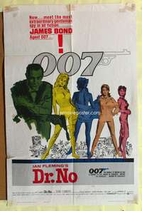 3d227 DR. NO yellow smoke 1sh '62 Sean Connery is extraordinary gentleman spy James Bond 007!