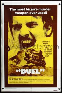 3d232 DUEL int'l 1sheet '72 Steven Spielberg, Dennis Weaver, most bizarre murder weapon ever used!