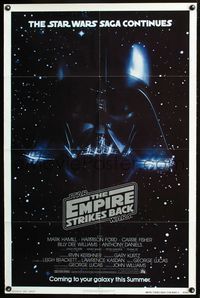 3d239 EMPIRE STRIKES BACK advance 1sh '80 George Lucas sci-fi classic, cool Vader artwork!