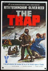 3d934 TRAP English one-sheet movie poster '66 Rita Tushingham, Oliver Reed, cool wilderness art!
