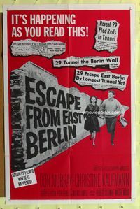 3d246 ESCAPE FROM EAST BERLIN one-sheet '62 Robert Siodmak, escape from communist East Germany!